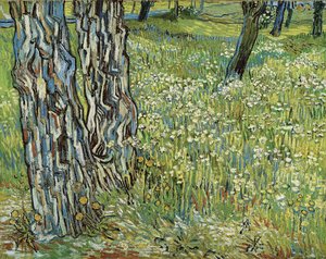Puunrunkoja nurmikolla, 1890. tekijältä Vincent van Gogh