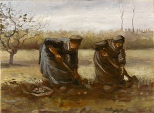 Kaksi talonpojan naista kaivamassa perunoita, 1885. tekijältä Vincent van Gogh