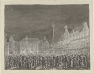 Ranskan kanssa tehdyn liiton julistuksen juhla Grote Marktilla Haarlemissa, 1795