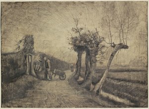 Pappilan puutarhan takana oleva tie Nuenenissa tekijältä Vincent van Gogh (signed by artist)