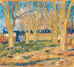 "Avenue of Plane Trees near Arles Station" (Avenue of Plane Trees near Arles Station) Vincent van Goghin (1853-1890) maalaus 1888 Paris, Rodin Museum tekijältä Vincent van Gogh