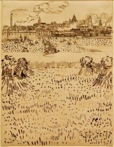 Näkymä Arlesiin maissipeltojen yli tekijältä Vincent van Gogh