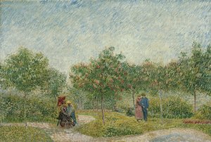 Puutarha Montmartrella ja rakastavaisia tekijältä Vincent van Gogh