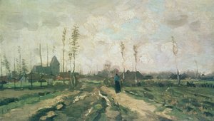 Maisema kirkoineen ja taloineen, Nuenen, 1885 tekijältä Vincent van Gogh