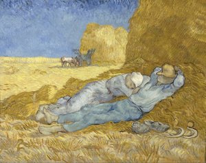 Keskipäivä – Tauko työstä (Milletin teoksen mukaan) tekijältä Vincent van Gogh