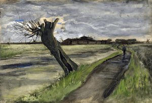 Pollard Willow (saule tetard) par Gogh, Vincent, van (1853-1890). Lyijykynä, akvarelli, guassi, muste paperille, koko: 38x55,8 tekijältä Vincent van Gogh