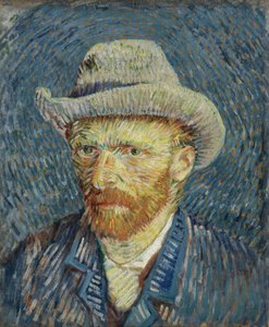 Omakuva harmaa huopahattu päässä tekijältä Vincent van Gogh