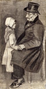 Istuva mies pienen tytön kanssa; Homme Assis avec Filete, 1882 tekijältä Vincent van Gogh