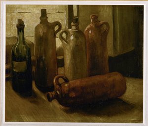 Asetelma, jossa on viisi pulloa ... (öljy kankaalle) tekijältä Vincent van Gogh