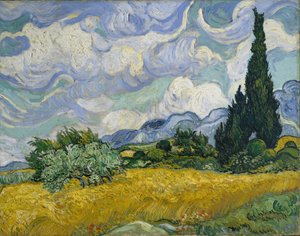 Vehnäpelto sypressien kanssa tekijältä Vincent van Gogh