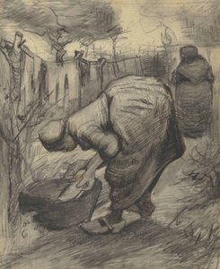 Paysanne au bassin dans un jardin (1885) tekijältä Vincent van Gogh