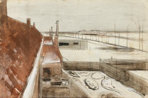 Näkymä Vincents -studion ikkunasta talvella II (1883) tekijältä Vincent van Gogh