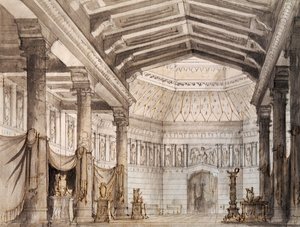 La Fenice -teatterissa Venetsiassa esitettävän Vincenzo Bellinin (1801-1835) oopperan Norman toisen kohtauksen lavastus Francesco Bagnara