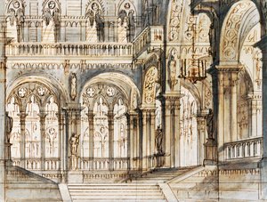 La Fenice -teatterissa Venetsiassa esitettävän Vincenzo Bellinin (1801-1835) oopperan Capuleti ja Montecchi kolmannen kohtauksen lavastus Francesco Bagnara