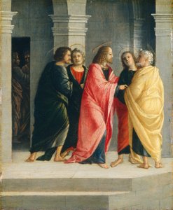 Kristus neuvoi Pietaria ja Johanneksia valmistautumaan pääsiäiseen, 1504. tekijältä Vincenzo Civerchio