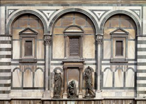 Pyhä Johannes Kastaja, Hänen teloittajansa ja Salome (Firenzen kastekappelin yksityiskohta) - veistos 1571 tekijältä Vincenzo Danti