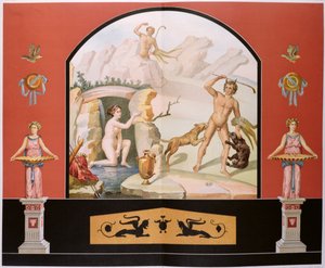 Actaeon löytää jumalatar Dianan kylvyssä, Pompeijin Sallustin talon freskon rekonstruktio tekijältä Vincenzo Loria
