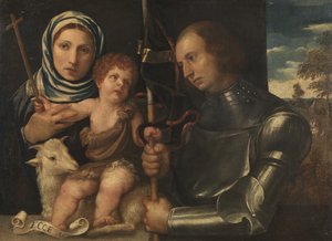 Infant Saint John naispuolisen pyhän ja soturipyhän kanssa, 1510-20 tekijältä Vincenzo di Biagio Catena