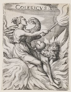 Koleerinen temperamentti, n. 1530-62 (kaiverrus) tekijältä Virgilius the elder Solis