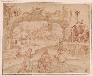 Carpaccio - Neitsyt ja lapsi pyhimysten kanssa maisemassa, n. 1500-1510. tekijältä Vittore Carpaccio