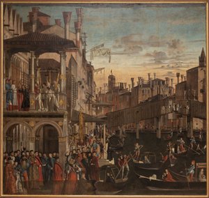 Pyhän Ristin ihme Ponte di Rialtossa, n. 1496. tekijältä Vittore Carpaccio