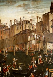 Pyhän Ristin pyhäinjäännöksen ihme Rialton sillalla Venetsiassa, yksityiskohta. Vittore Scarpazza dit Vittore Carpaccion maalaus (1460-1525) tekijältä Vittore Carpaccio