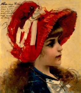 Vittorio Matteo Corcosin (1859-1933) muotokuva Ninistä, öljy kankaalle, 43x37 cm