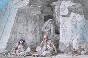Egyptiläinen perhe muinaisen haudan ulkopuolella, 1800-luku