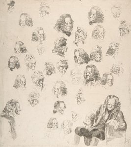 Luonnokset Voltairesta kahdeksankymmentäyhden ikäisenä, 1775.