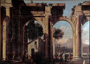 Maisema raunioineen Viviano Codazzin (1604-1670) maalaus 1600-luku, koko 100x132 cm Venetsia, Museo Correr, n:o 1037