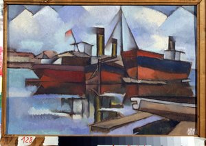 Höyryveneet - Vladimir Davidovich Baranov Rossinen (Baranov-Rossine) maalaus (Wladimir Daniel Baranoff Rossine (Baranoff-Rossine) (1888-1944) - Öljy kankaalle, 35,5 x 51,5 cm tekijältä Vladimir Davidovich Baranov Rossine