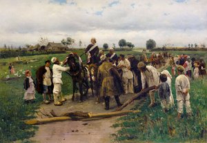 Lunnaiden maksaminen morsiamen puolesta. Vladimir Makovskin maalaus - Lunnaiden maksaminen morsiamen puolesta - Vladimir Jegorovich Makovsky (1846-1920). öljy kankaalle tekijältä Vladimir Egorovic Makovsky