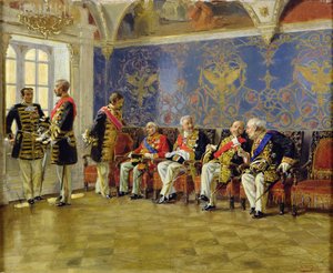 Odotan yleisöä, 1904 (öljy puulle) tekijältä Vladimir Egorovic Makovsky
