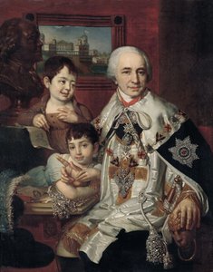Muotokuva amiraalikreivi Grigori Grigorjevitš Kušelevistä 1754-1833 lasten kanssa, 1801 tekijältä Vladimir Lukich Borovikovsky