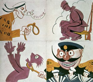 Perustavaa kansalliskokousta vastustava karikatyyri tekijältä Vladimir Mayakovsky