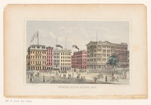 Park Row, Manhattan Kirjapainon aukio 1868 (otsikko esineessä) tekijältä W.C. Rogers and Co.