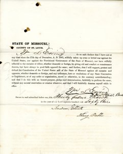 Wm: n uskollisuusvala. L. Ewing Missourista, St.Louisin kreivikunta tekijältä W.L. Ewing