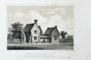 Lenton Station, Nottingham and Mansfield Railway, n. 1848 (sävytetty litografia paperille)
