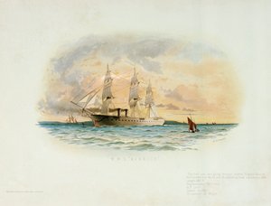 HMS "Warrior" (1860), 1800-luvun loppupuoli (värillinen litografia). tekijältä W.S. Tomkin