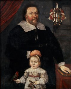 Sir Edward Lawrence poikansa ja papukaijan kanssa tekijältä W. (attr. to) Flesshier
