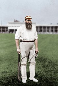 Tohtori WG Grace, englantilainen kriketinpelaaja, pelaa London County Cricket Clubissa, 1899