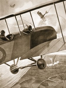 Kapteeni Bell-Irving ottaa vastaan kolme vihollisen lentokonetta tekijältä W. Avis