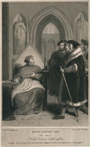 Kuningas Henrik VIII. Näytös 3. Kohtaus 2. Wolsey, Norfolkin herttua, Suffolk & c, 1796. tekijältä W. C. Wilson