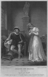 Mitta mittaa varten. Näytös 2. Kohtaus 4. Angelo ja Isabella, 1797. tekijältä W. C. Wilson