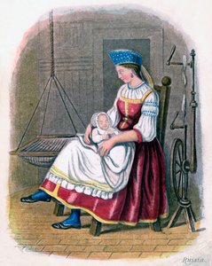 Venäläinen nainen vauvan kanssa, 1809.