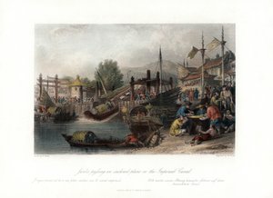 "Roskalaiset ohittavat kaltevan lentokoneen Imperial Canalissa", Kiina, 1840. tekijältä W Floyd