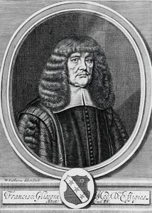Francis Glissonin (1597-1677), brittiläisen fyysikon, anatomin ja lääkärin muotokuva, kaiverrus tekijältä John Ward Dunsmore