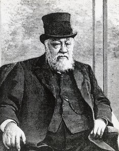 Etelä-Afrikan tasavallan (tai Transvaalin) presidentin Stephanus Johannes Paulus Krugerin (1825-1904) muotokuva, johti buurien sotaa englantilaisia vastaan, kaiverrus tekijältä John Ward Dunsmore