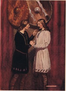 Hamlet puhuu Horation kanssa, William Shakespearen Hamletista, Hodder und Stoughtonin vuonna 1915 julkaisemasta painoksesta