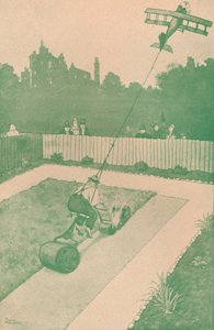 Vihje lentomiehen kotiin lomalla, vuodelta 1918 1919 tekijältä William Heath Robinson